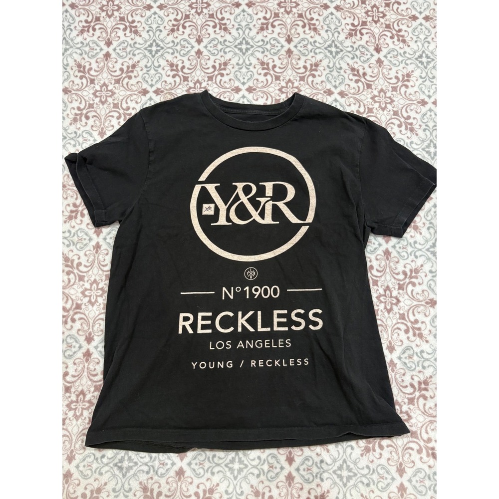 Young & Reckless Mens Graphic T-Shirt Black Y&R Los Angeles Cotton Large